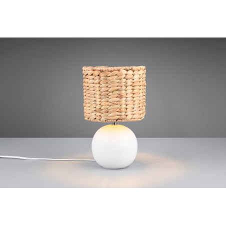 Lampka na stolik boho Vina 18cm H29cm trzcina morska / biały Trio