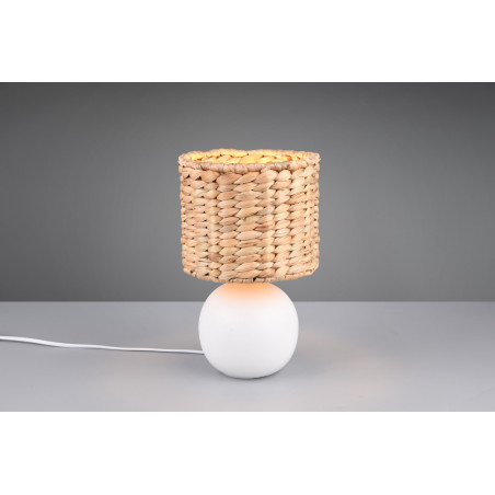 Lampka na stolik boho Vina 18cm H29cm trzcina morska / biały Trio