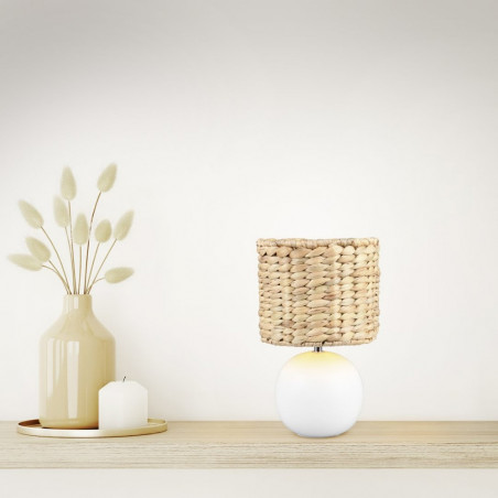 Lampka na stolik boho Vina 18cm H29cm trzcina morska / biały Trio