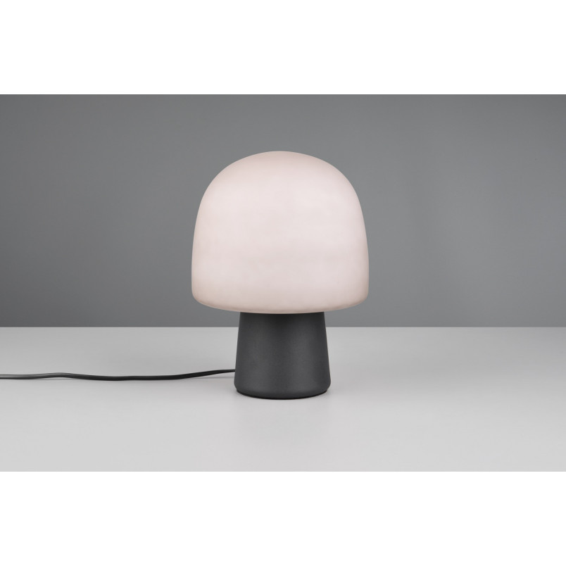 Lampa na stolik nocny szklana Steen 20cm szary / czarny mat Trio