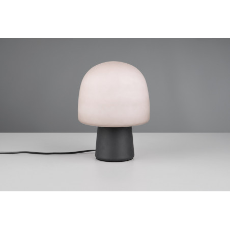 Lampa na stolik nocny szklana Steen 20cm szary / czarny mat Trio