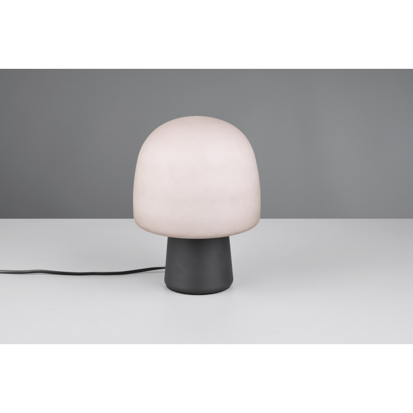 Lampa na stolik nocny szklana Steen 20cm szary / czarny mat Trio