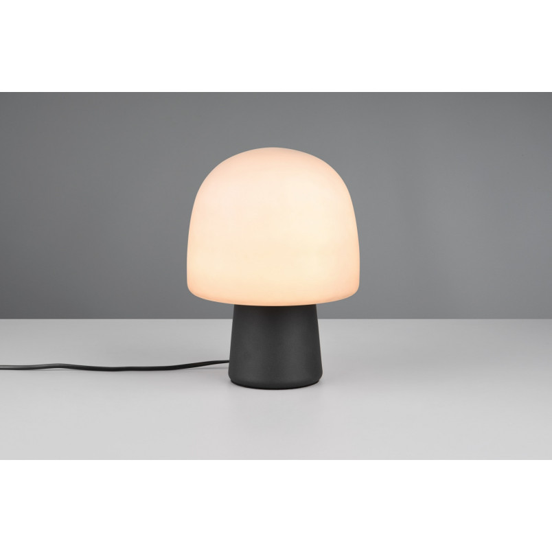 Lampa na stolik nocny szklana Steen 20cm szary / czarny mat Trio