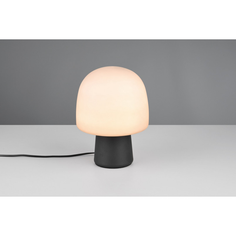 Lampa na stolik nocny szklana Steen 20cm szary / czarny mat Trio
