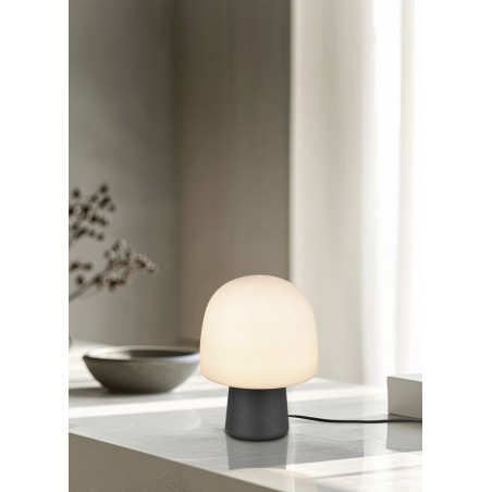 Lampa na stolik nocny szklana Steen 20cm szary / czarny mat Trio
