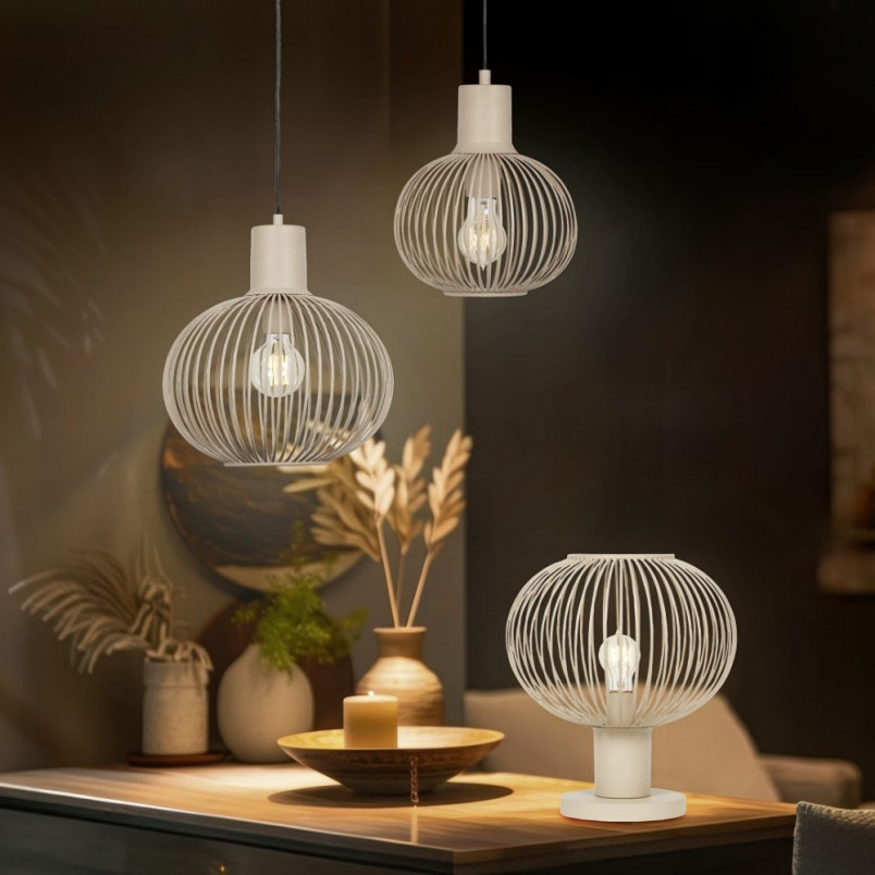 Lampa wisząca druciana Gila 33cm piaskowa Trio