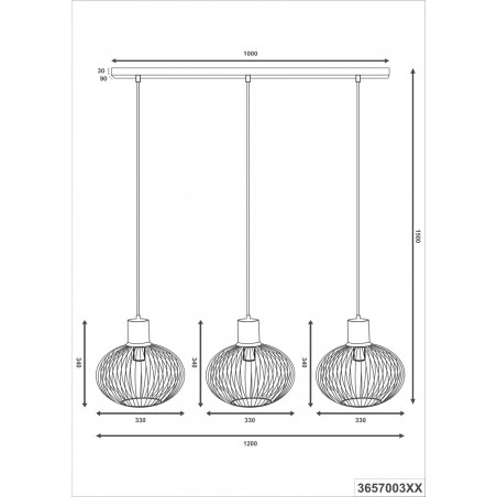 Lampa wisząca druciana na listwie Gila III 120cm czarny mat Trio
