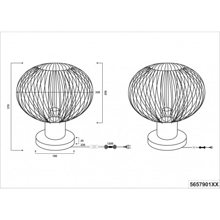 Lampa stołowa druciana Gila 33cm piaskowa Trio