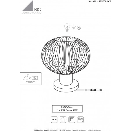 Lampa stołowa druciana Gila 23cm piaskowa Trio