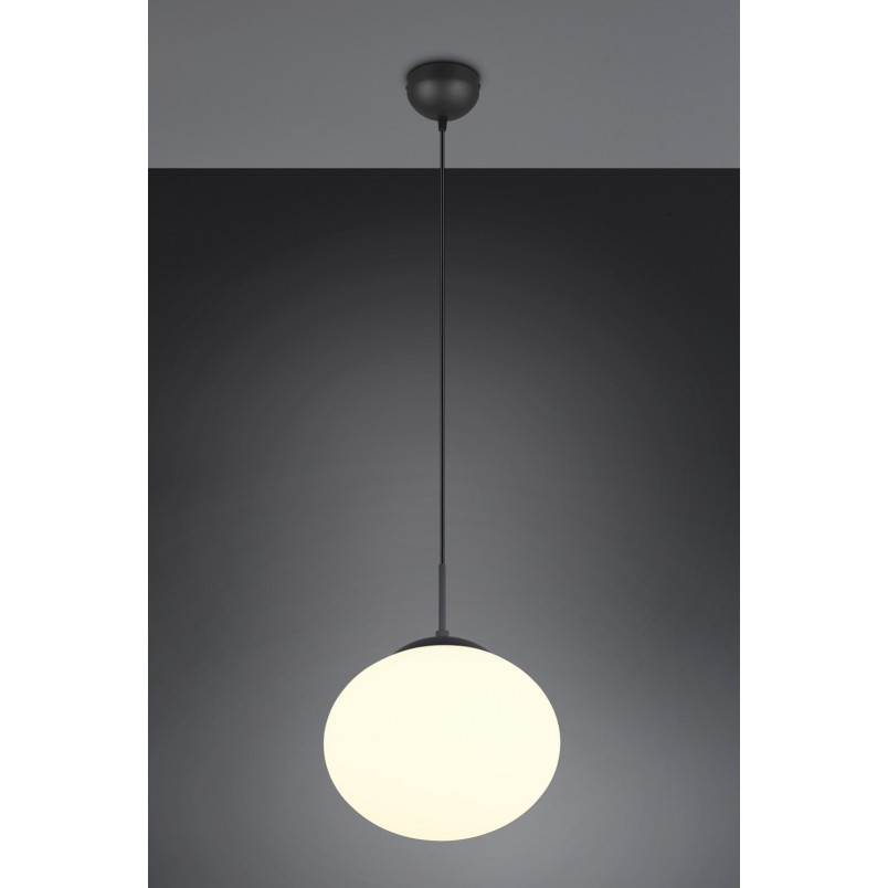 Lampa wisząca szklana kula Fomento 30cm biały / czarny Trio