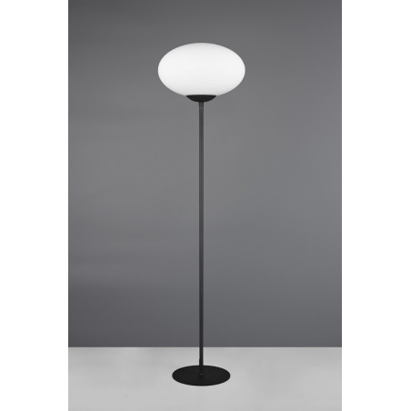 Lampa podłogowa szklana kula Fomento 150cm biały / mosiądz Trio