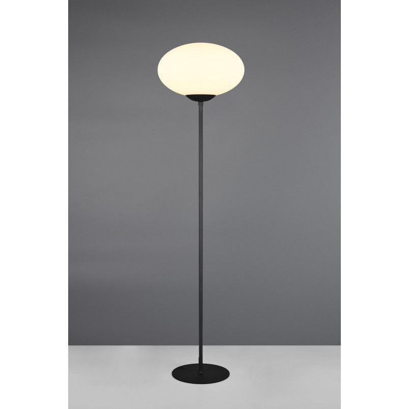 Lampa podłogowa szklana kula Fomento 150cm biały / mosiądz Trio