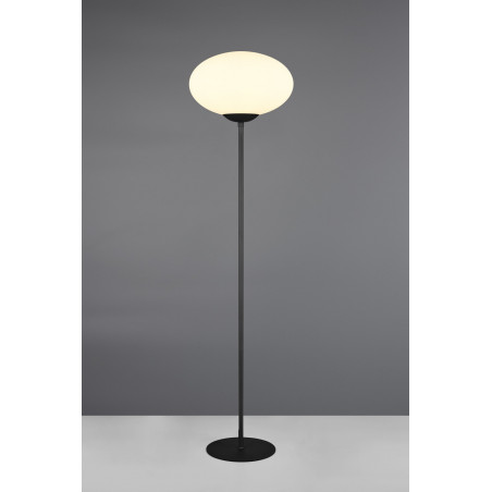 Lampa podłogowa szklana kula Fomento 150cm biały / mosiądz Trio
