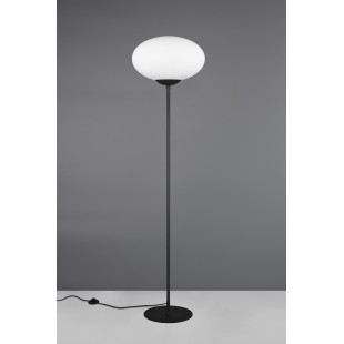 Lampa podłogowa szklana kula Fomento 150cm biały / mosiądz Trio