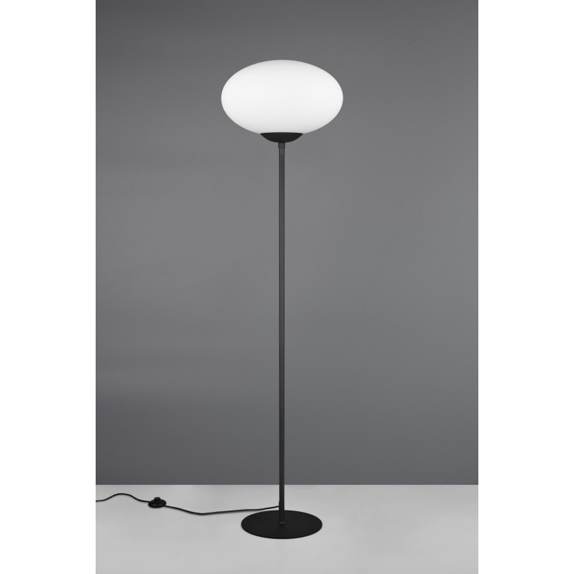 Lampa podłogowa szklana kula Fomento 150cm biały / mosiądz Trio