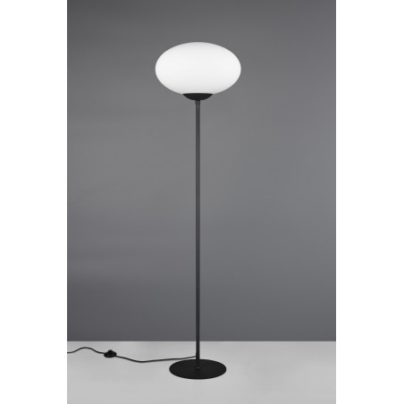 Lampa podłogowa szklana kula Fomento 150cm biały / mosiądz Trio