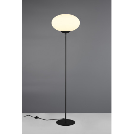 Lampa podłogowa szklana kula Fomento 150cm biały / mosiądz Trio