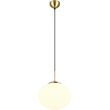 Lampa wisząca szklana kula Fomento 30cm biały / mosiądz Trio