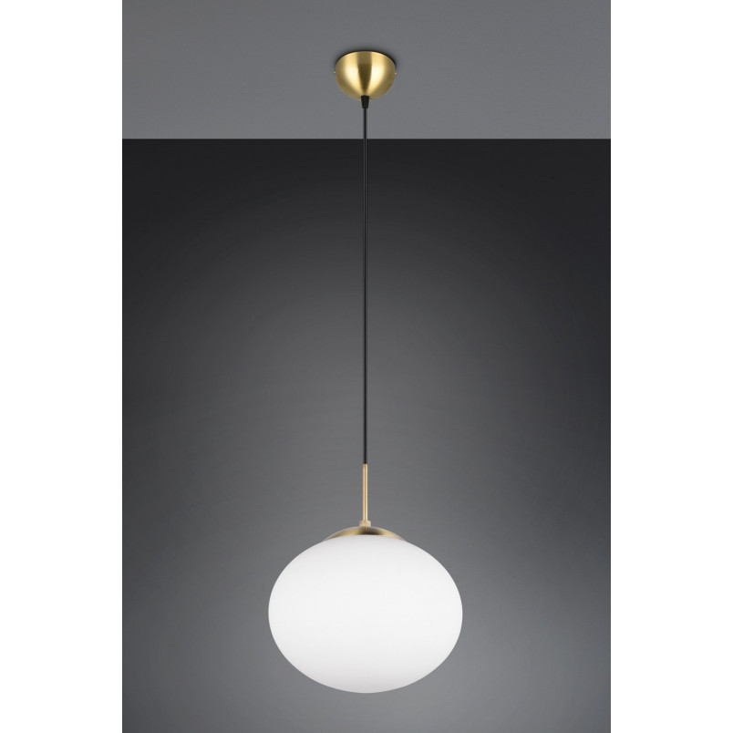 Lampa wisząca szklana kula Fomento 30cm biały / mosiądz Trio