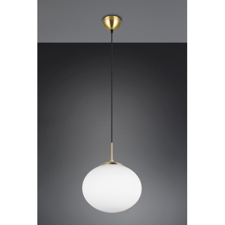 Lampa wisząca szklana kula Fomento 30cm biały / mosiądz Trio