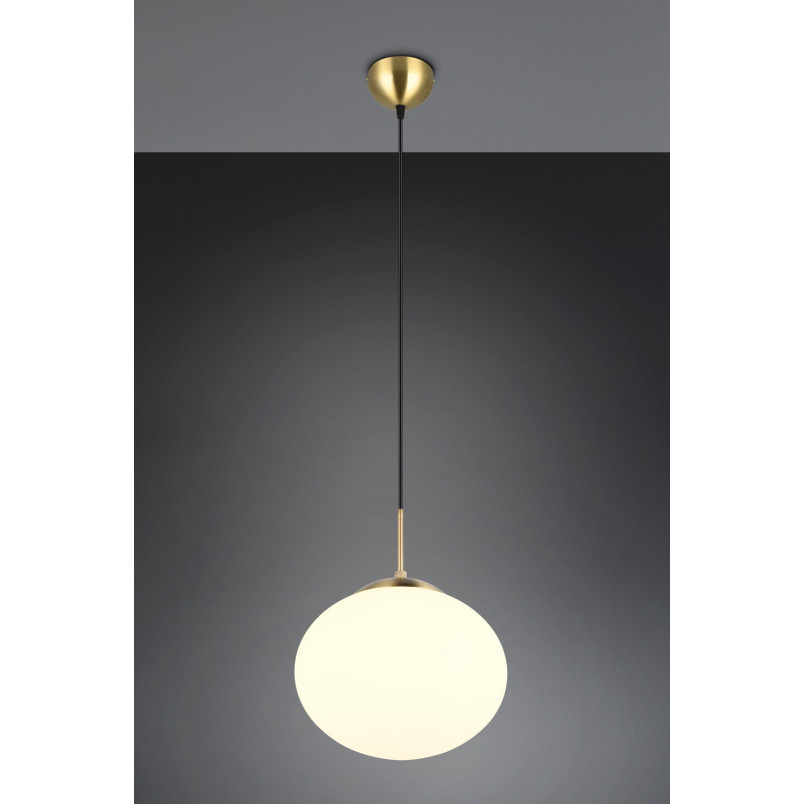 Lampa wisząca szklana kula Fomento 30cm biały / mosiądz Trio
