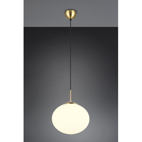 Lampa wisząca szklana kula Fomento 30cm biały / mosiądz Trio