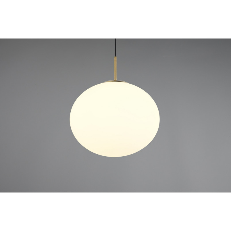Lampa wisząca szklana kula Fomento 30cm biały / mosiądz Trio