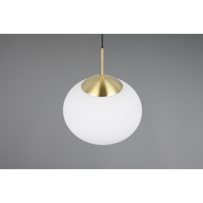 Lampa wisząca szklana kula Fomento 30cm biały / mosiądz Trio