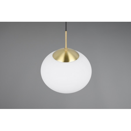 Lampa wisząca szklana kula Fomento 30cm biały / mosiądz Trio
