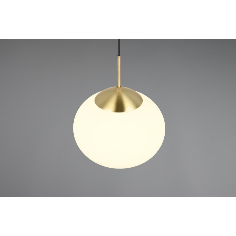 Lampa wisząca szklana kula Fomento 30cm biały / mosiądz Trio