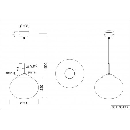 Lampa wisząca szklana kula Fomento 30cm biały / mosiądz Trio
