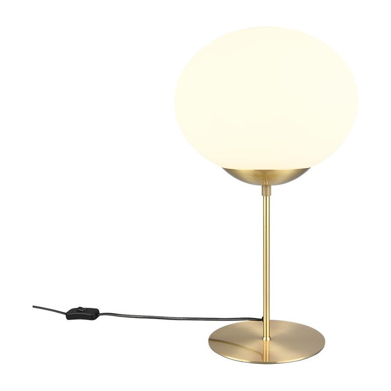 Lampa stołowa szklana kula Fomento 30cm biały / mosiądz Trio