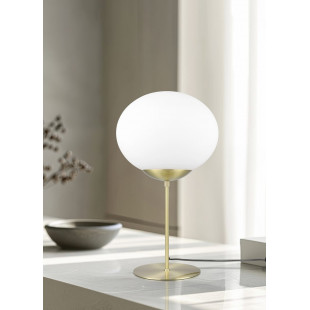 Lampa stołowa szklana kula Fomento 30cm biały / mosiądz Trio