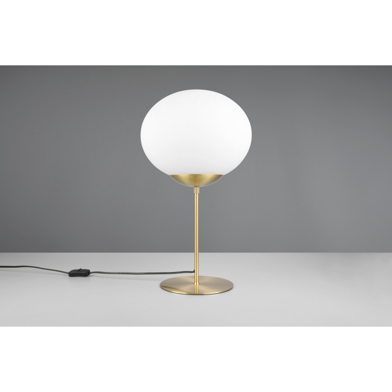 Lampa stołowa szklana kula Fomento 30cm biały / mosiądz Trio