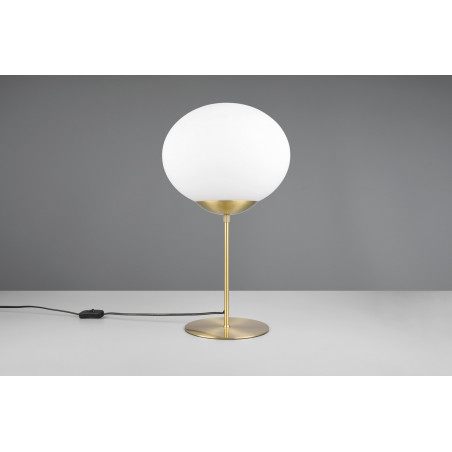 Lampa stołowa szklana kula Fomento 30cm biały / mosiądz Trio