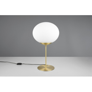 Lampa stołowa szklana kula Fomento 30cm biały / mosiądz Trio