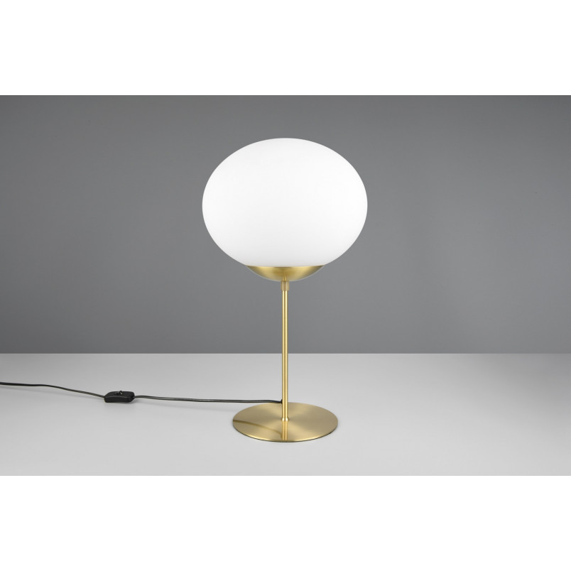 Lampa stołowa szklana kula Fomento 30cm biały / mosiądz Trio