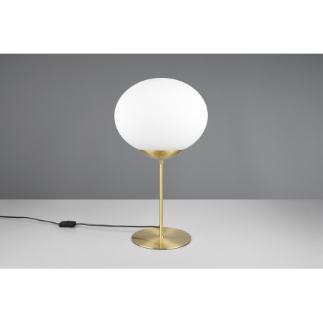 Lampa stołowa szklana kula Fomento 30cm biały / mosiądz Trio