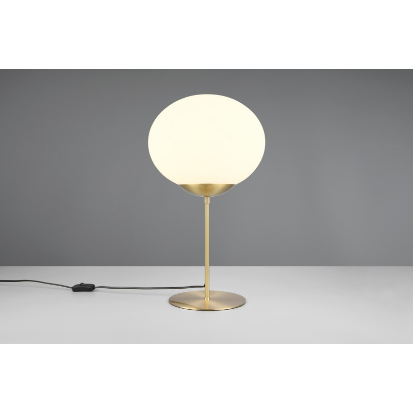 Lampa stołowa szklana kula Fomento 30cm biały / mosiądz Trio