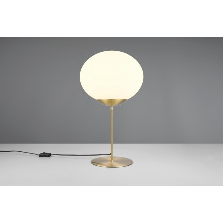 Lampa stołowa szklana kula Fomento 30cm biały / mosiądz Trio