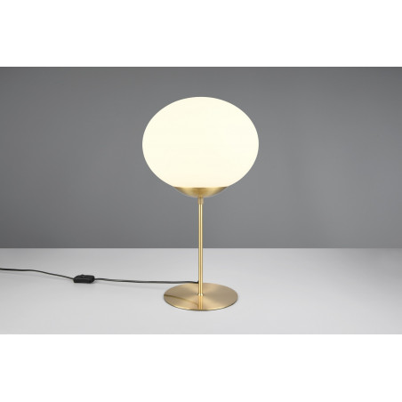 Lampa stołowa szklana kula Fomento 30cm biały / mosiądz Trio