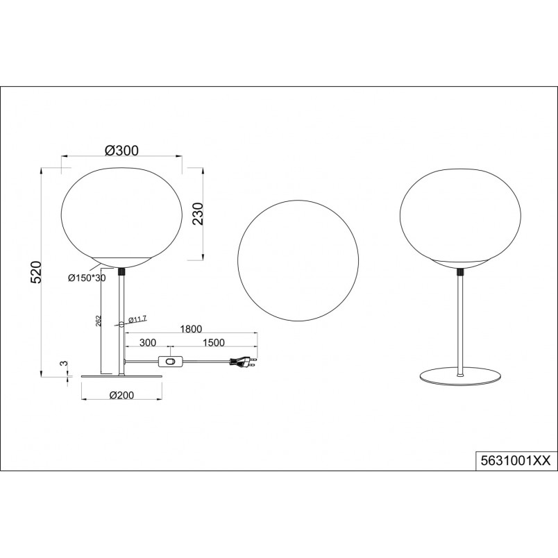 Lampa stołowa szklana kula Fomento 30cm biały / mosiądz Trio