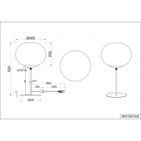 Lampa stołowa szklana kula Fomento 30cm biały / mosiądz Trio