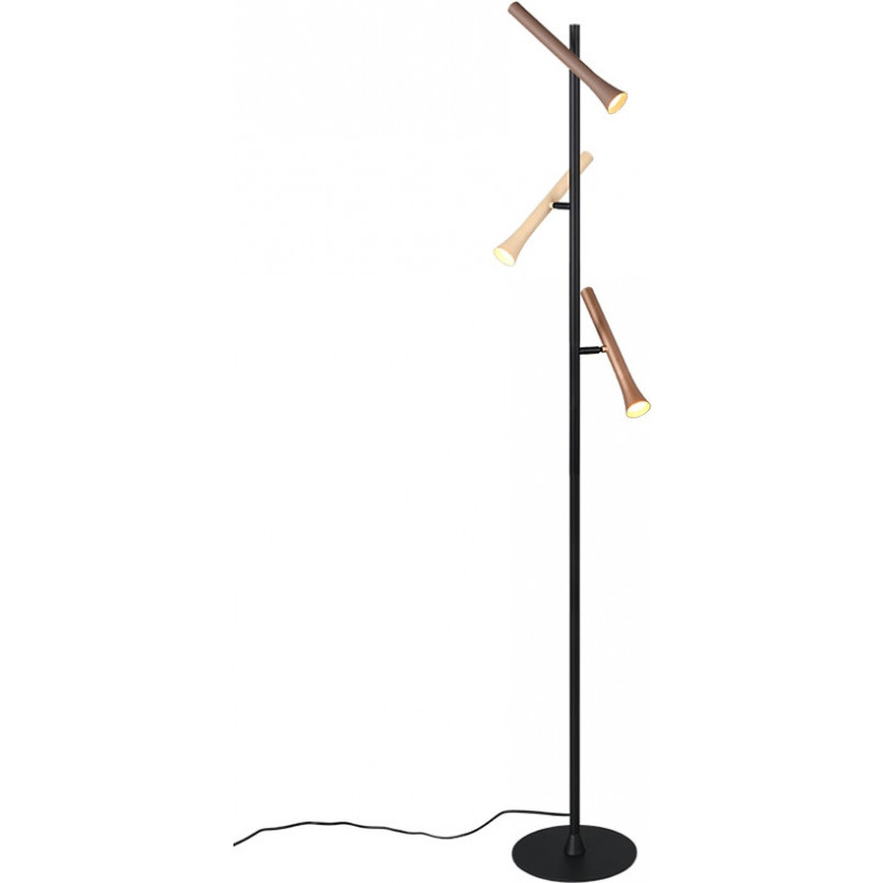 Lampa podłogowa 3 punktowa ze ściemniaczem Fiato LED 150cm brąz / czarny Trio