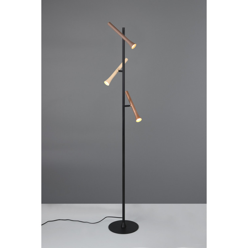 Lampa podłogowa 3 punktowa ze ściemniaczem Fiato LED 150cm brąz / czarny Trio