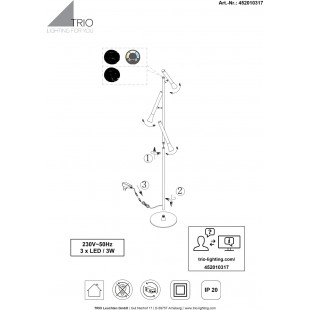Lampa podłogowa 3 punktowa ze ściemniaczem Fiato LED 150cm brąz / czarny Trio