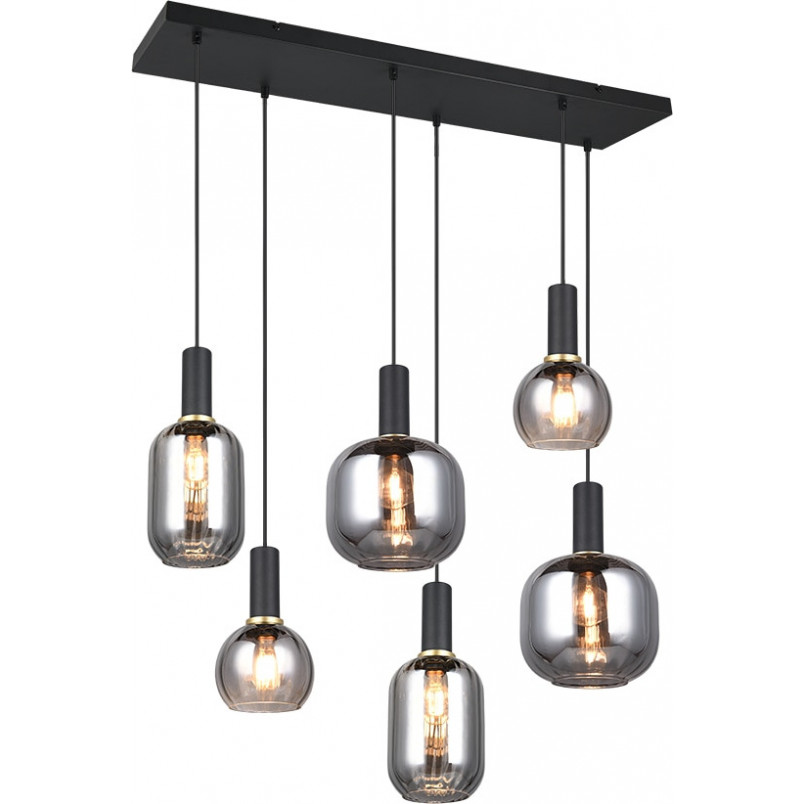Lampa wisząca szklana na listwie Diva VI 92cm chrom / czarny mat Trio