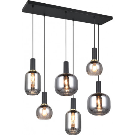 Lampa wisząca szklana na listwie Diva VI 92cm chrom / czarny mat Trio