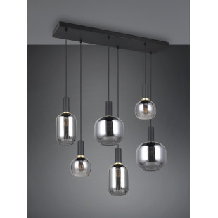 Lampa wisząca szklana na listwie Diva VI 92cm chrom / czarny mat Trio