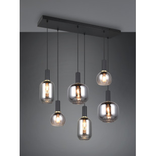 Lampa wisząca szklana na listwie Diva VI 92cm chrom / czarny mat Trio